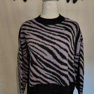 Torrid Black and Purple Zebra Print Sweater